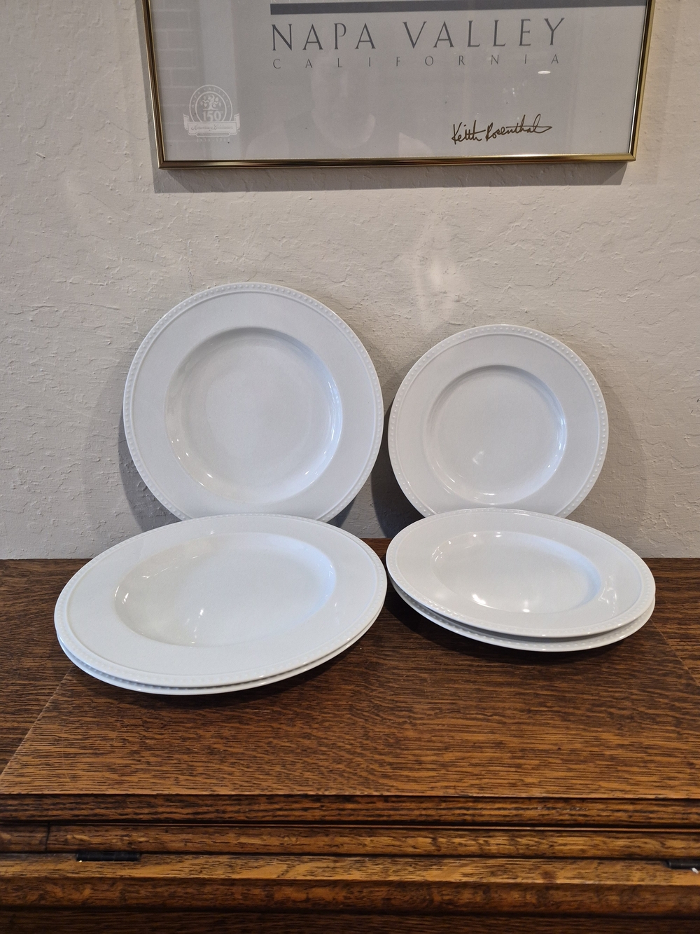 Crate & Barrel Staccato collection Set of 6 White Porcelain Dinnerware